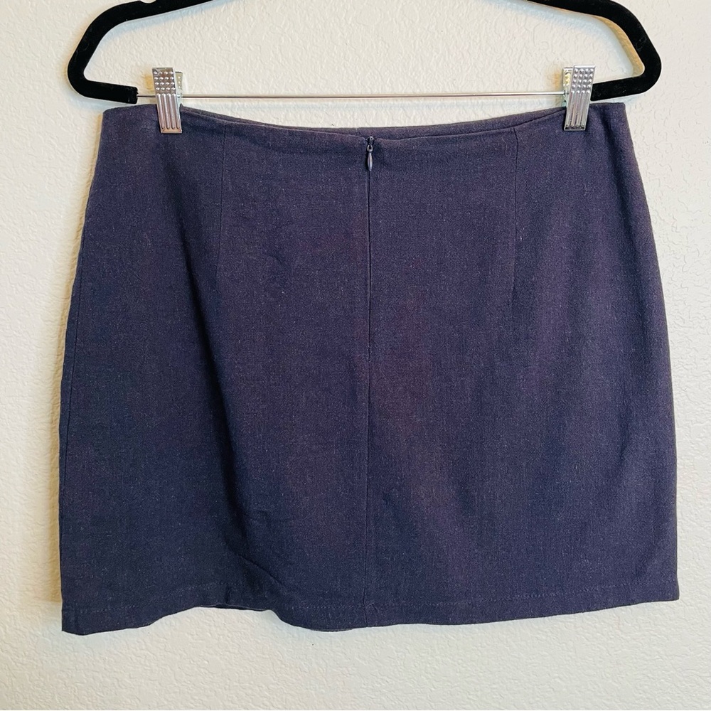 Altard State Blue Linen Cotton Floral Bird Embroidered Boho Mini Skirt | Large - Picture 4 of 6